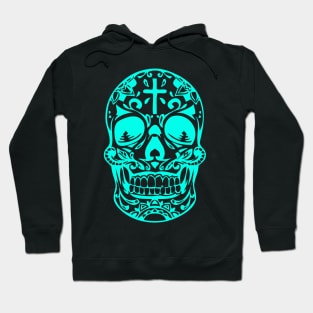 Neon blue designer skeleton head Hoodie